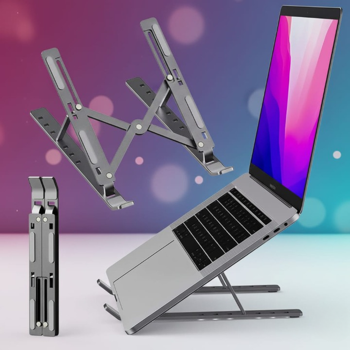 Foldable Adjustable Aluminum Laptop Stand – Portable Ergonomic Notebook Holder