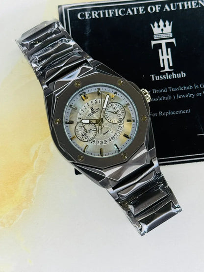 Hublot Black Prism Watch flat lay