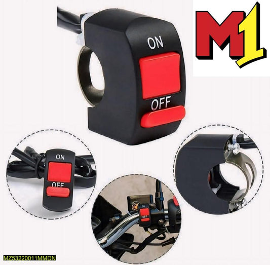 Motorbike On/Off Grip Button Black ABS 12V