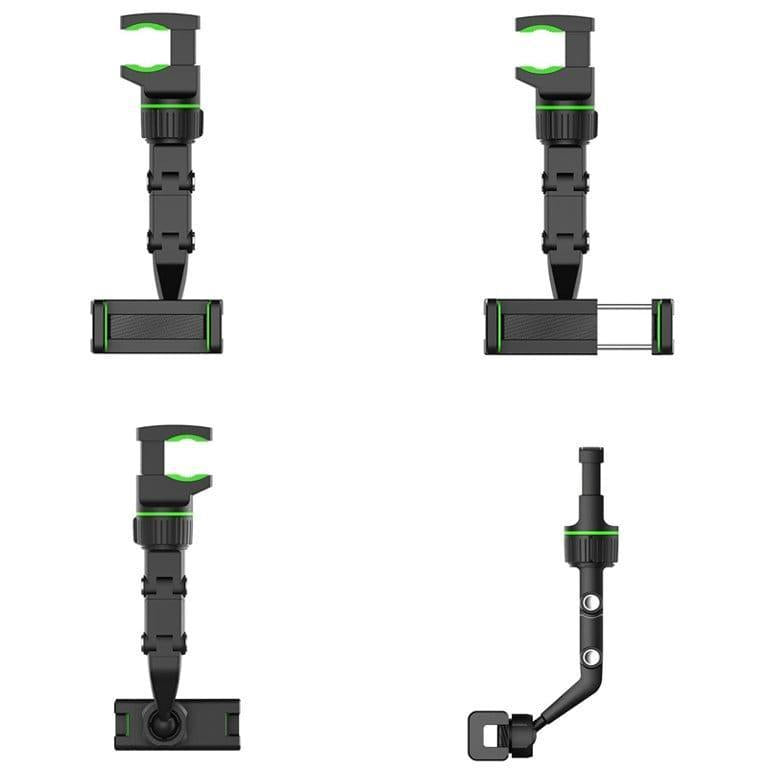Adjustable phone holder multi-position use - car headrest and desk