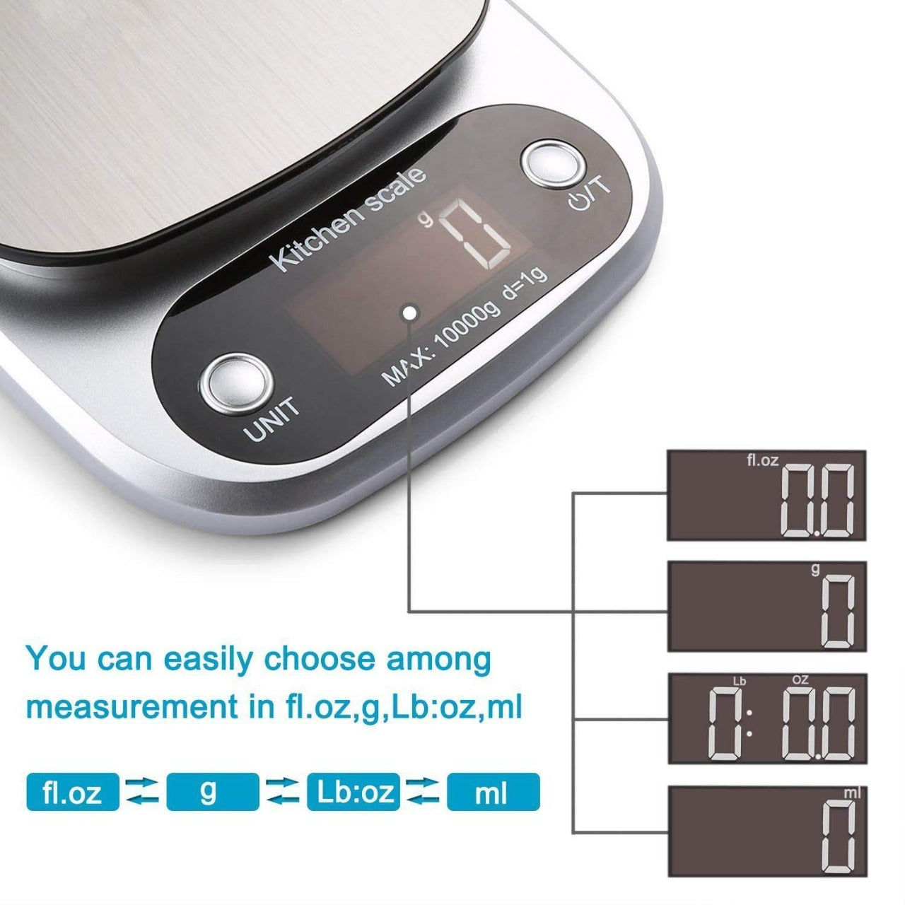 Digital Kitchen Weighing Scale – Electronic Food Scale with LCD Display (10kg Capacity)