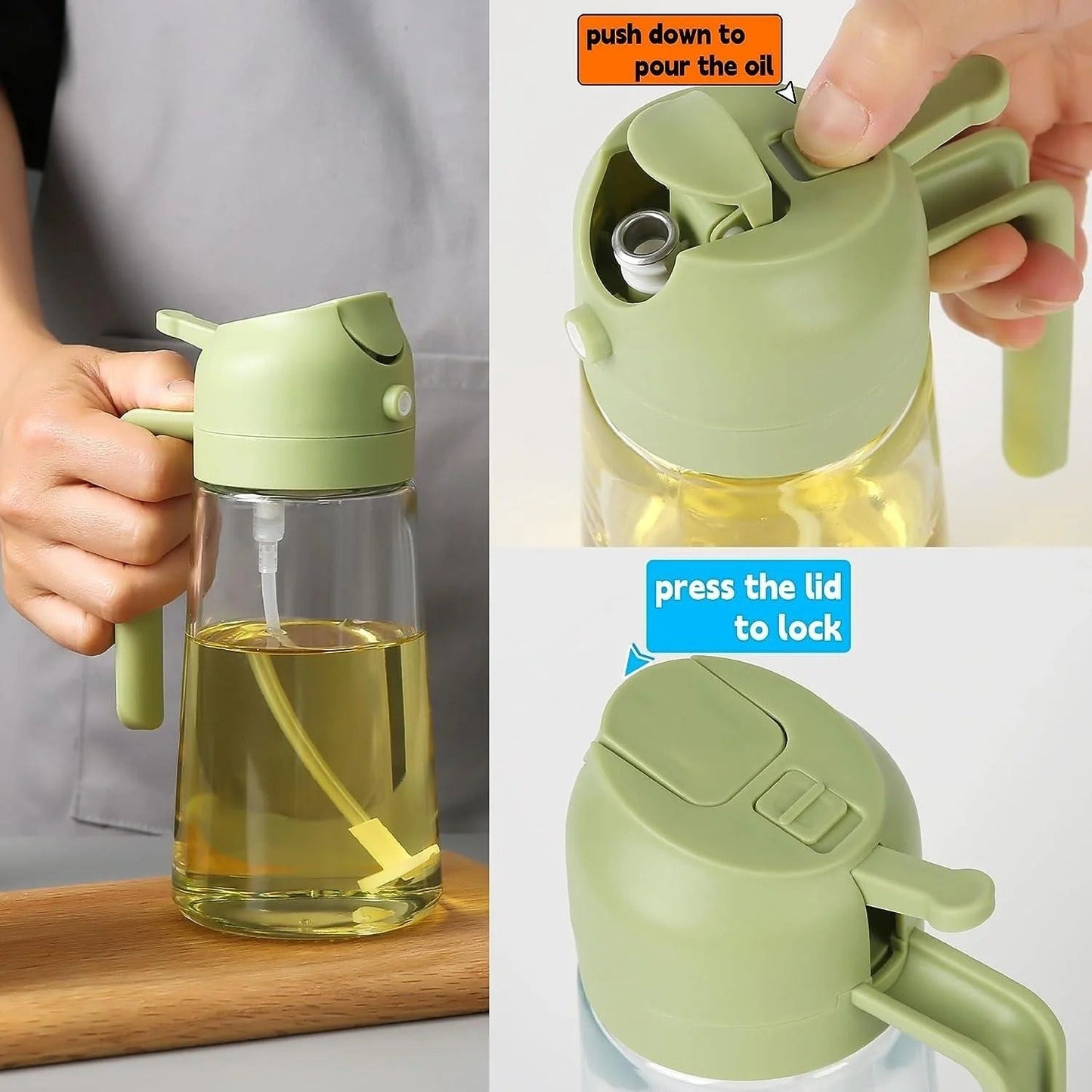 2-in-1 Oil Spray Bottle – Kitchen Cooking Oil Sprayer & Dispenser