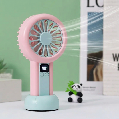 Portable Rechargeable Mini Handheld Fan – USB Cooling Fan with Digital Display