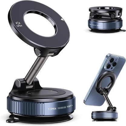 Foldable Magnetic Car Phone Holder | 360° Rotating Suction Mount, Universal - ECOUNS