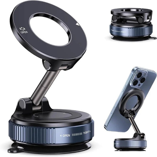 Foldable Magnetic Car Phone Holder | 360° Rotating Suction Mount, Universal - ECOUNS
