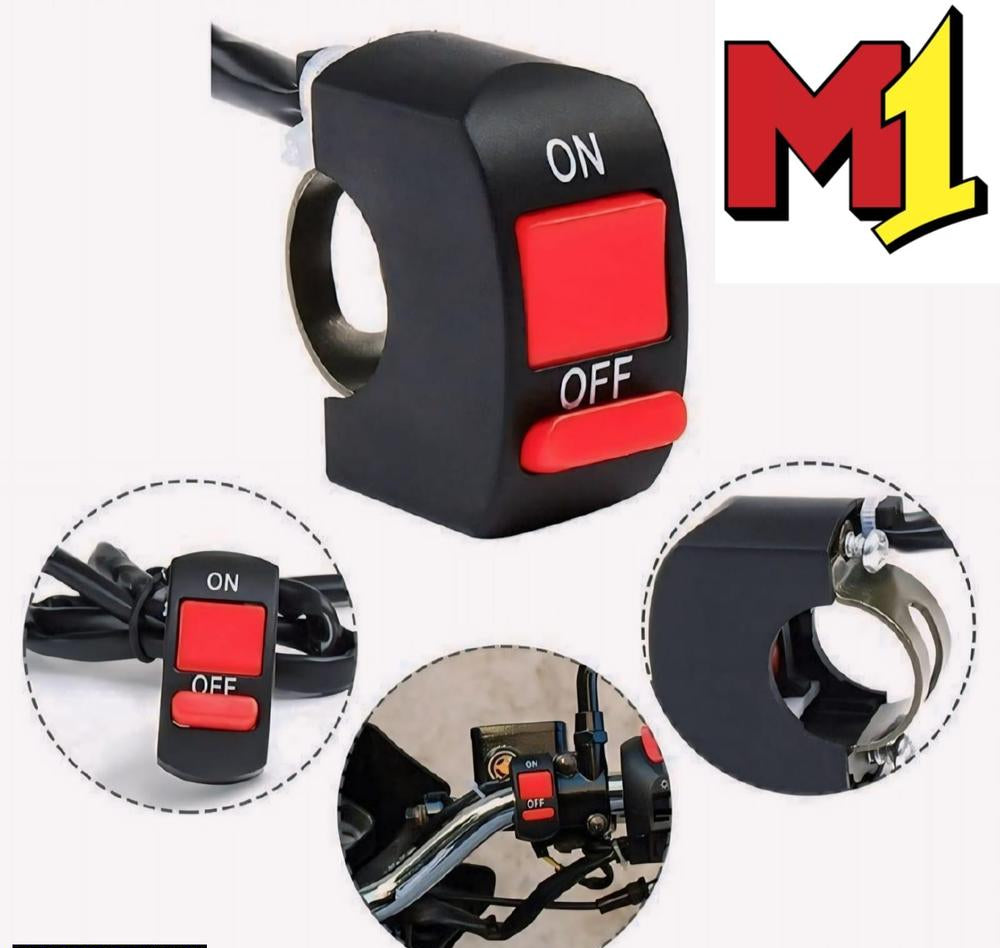 Motorbike On/Off Grip Button Black ABS 12V - ECOUNS