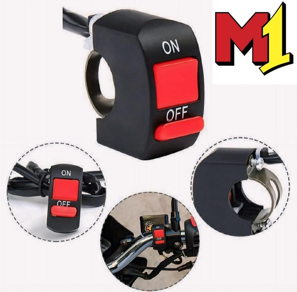 Motorbike On/Off Grip Button Black ABS 12V - ECOUNS