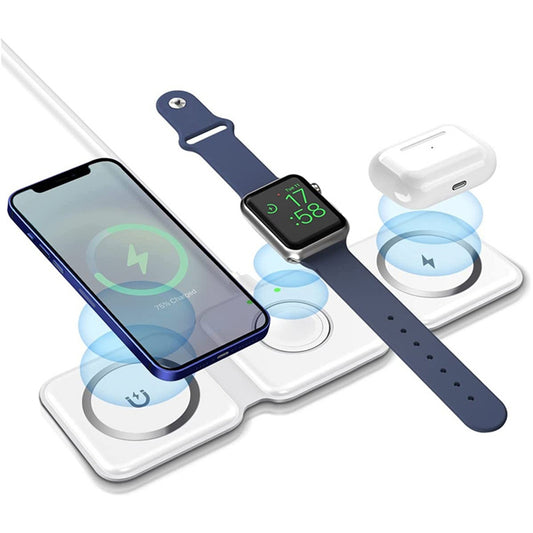 3-in-1 Foldable Magnetic Wireless Charger 15W | iPhone, Apple Watch & AirPods Charging Station