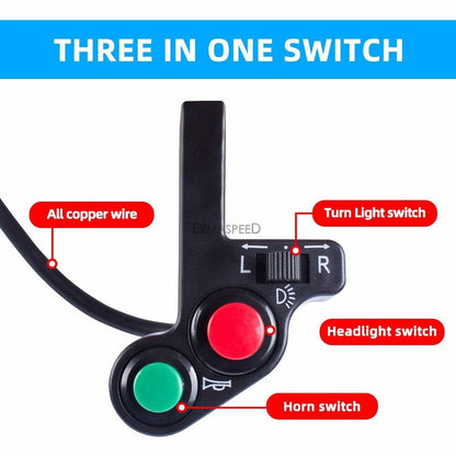 Universal Motorcycle Handlebar Switch for Horn, Light, and Turn Signal Control - ECOUNS